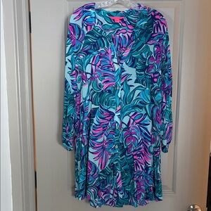 Lilly Pulitzer Teal and Pink Floral Swim cover up